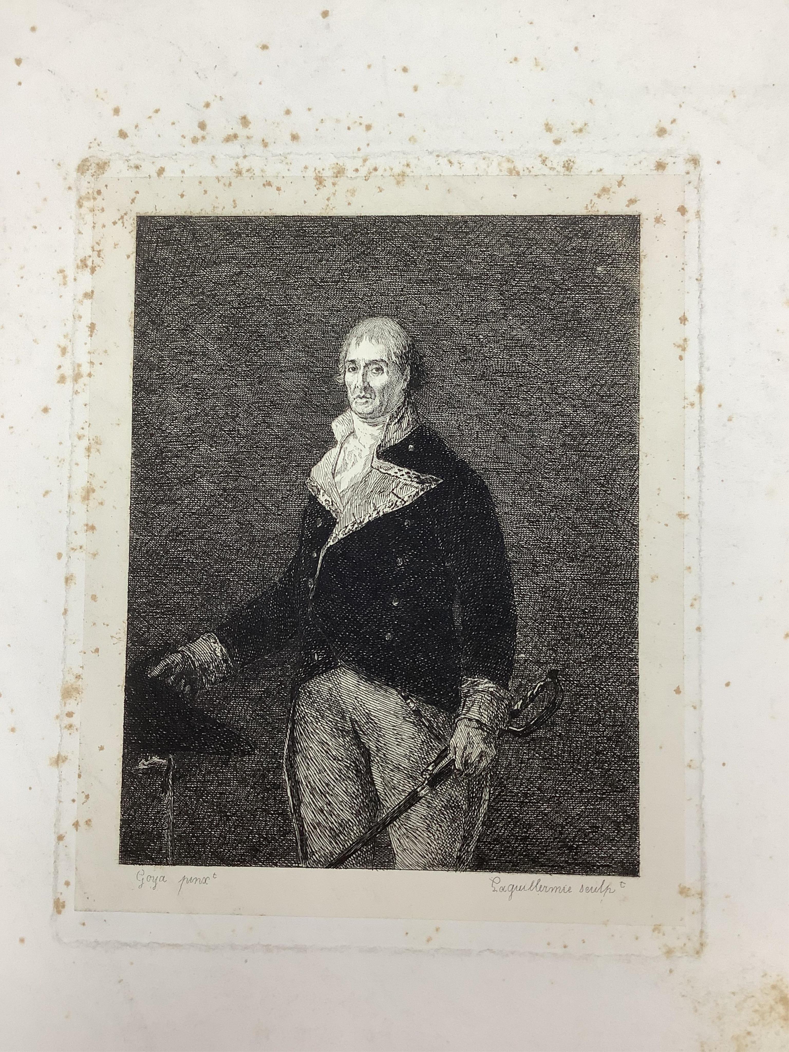 A large folio of etchings, to include after Eugene Delacroix, 'The mourning of Christ', each 45 x 32cm, housed in a leather folder